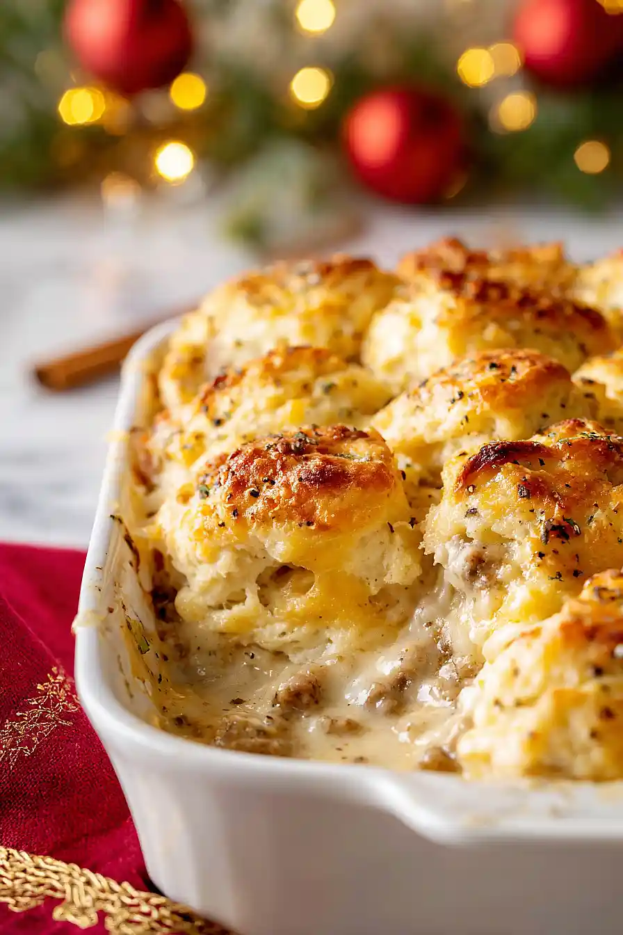 overnight biscuits and gravy casserole