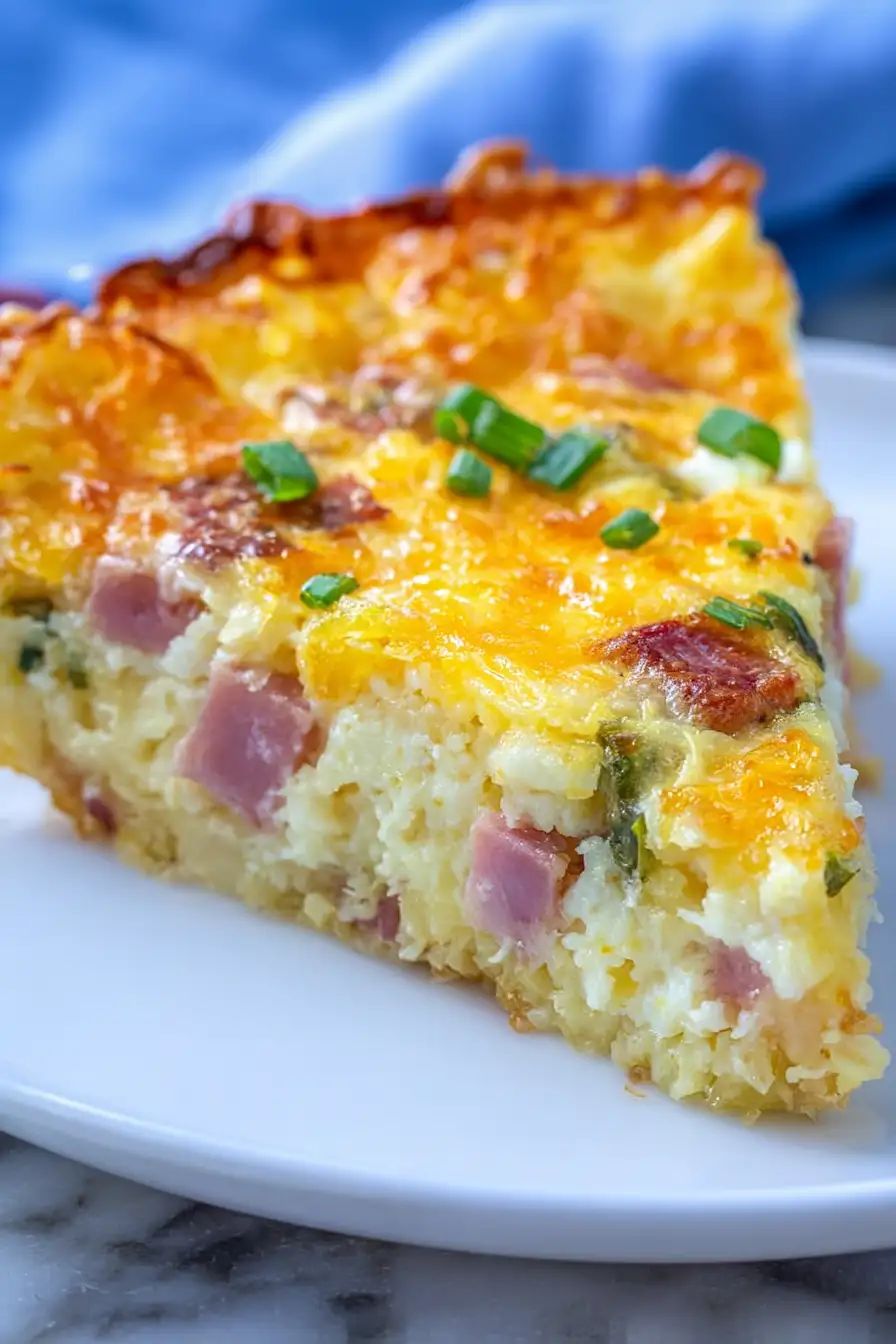ham and cheese hashbrown crust quiche