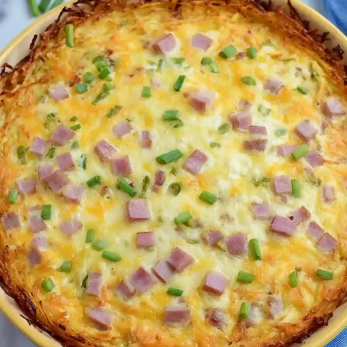 ham and cheese hashbrown crust quiche