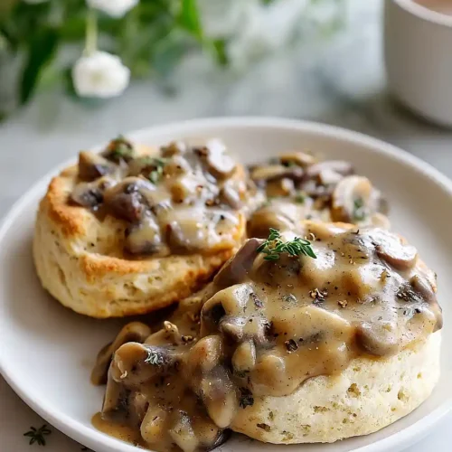 vegetarian biscuits and mushroom gravy