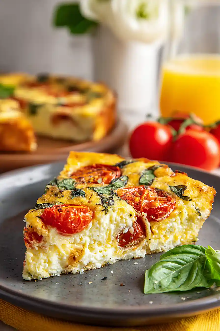 crustless tomato and basil quiche