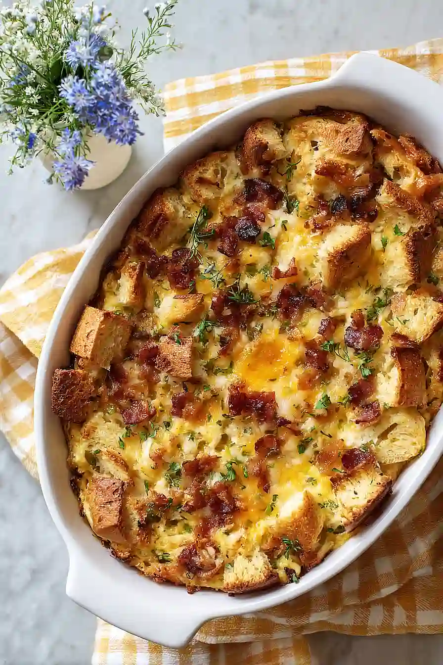 bacon, egg and cheese strata