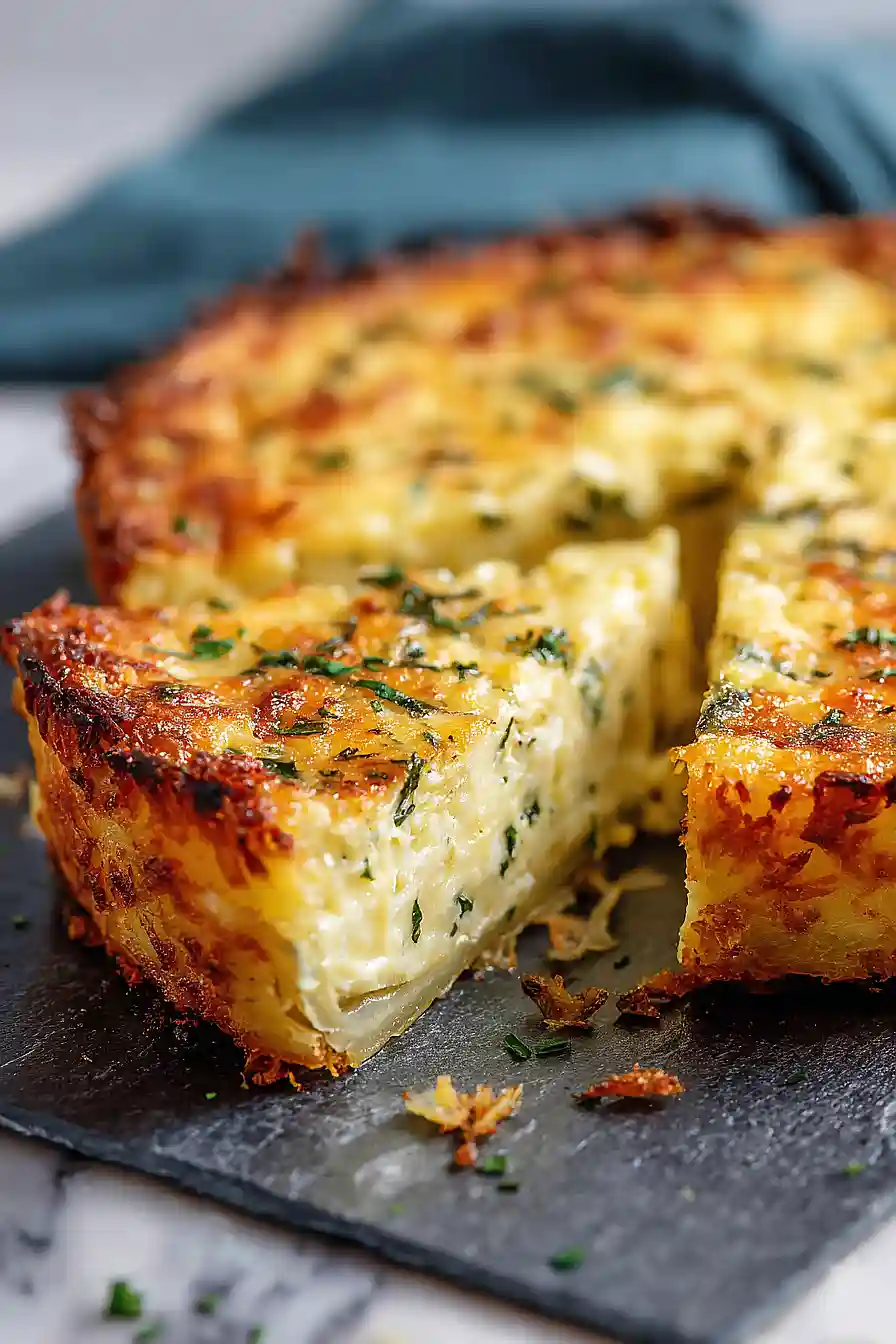 veggie quiche with hashbrown crust