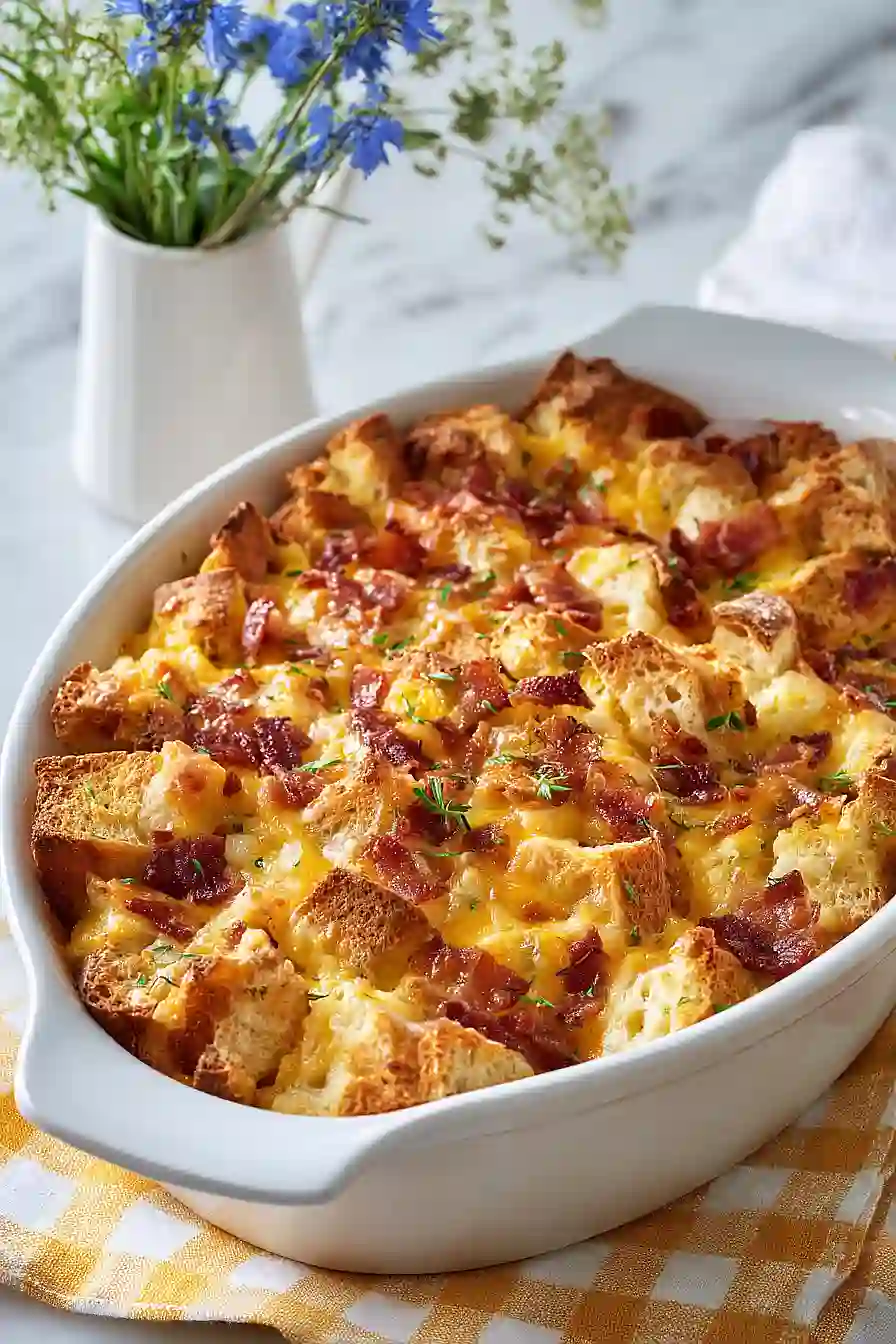 bacon, egg and cheese strata