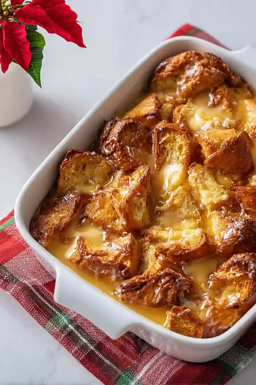 eggnog croissant bread pudding