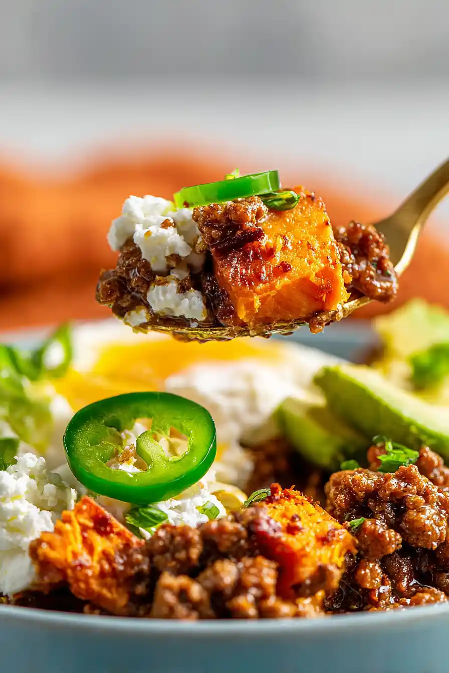 ground beef and sweet potato bowls