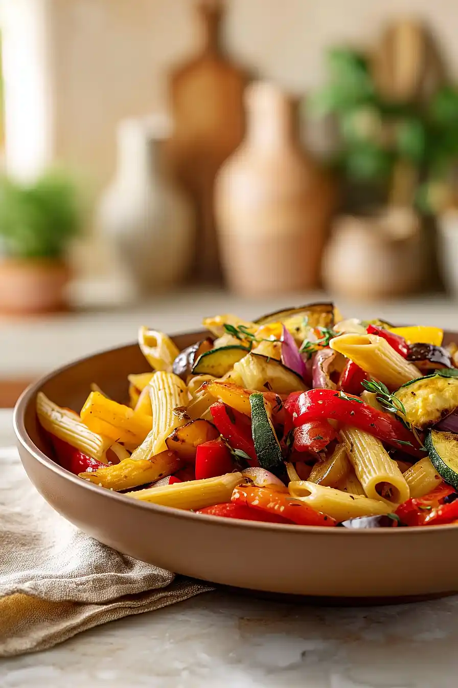 mediterranean roasted vegetables pasta