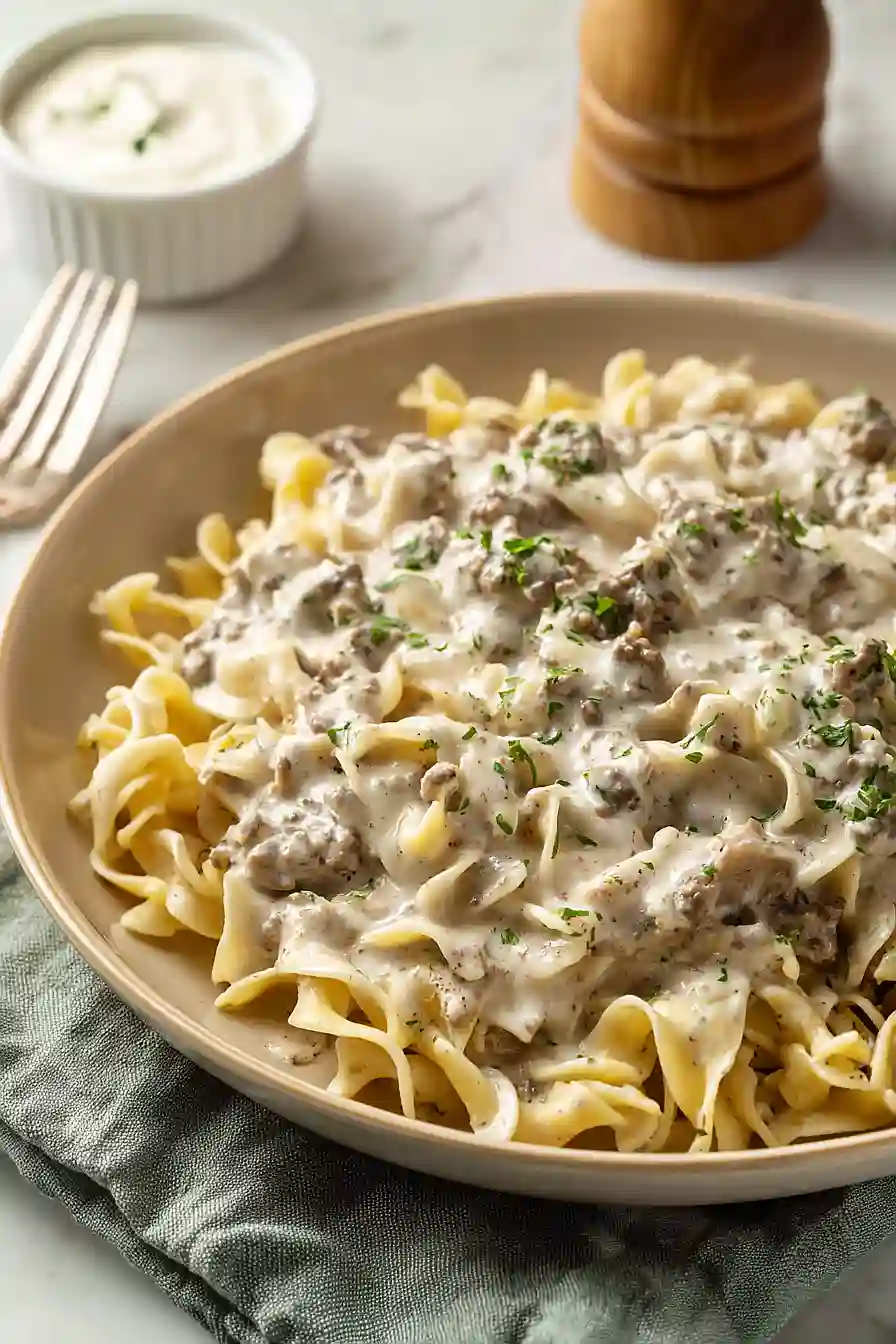 One-Pot Beef Stroganoff Pasta