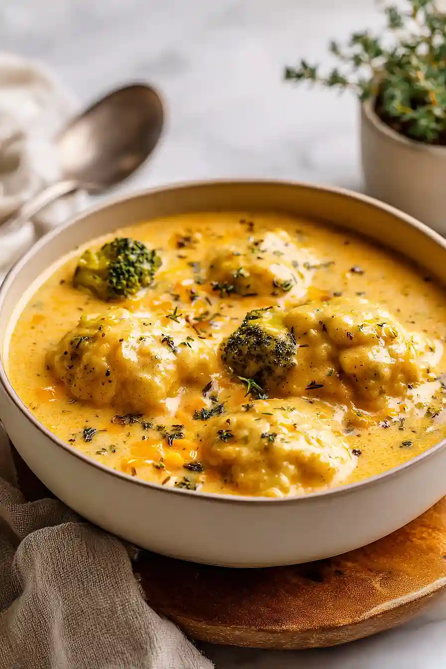 broccoli cheddar soup with dumplings