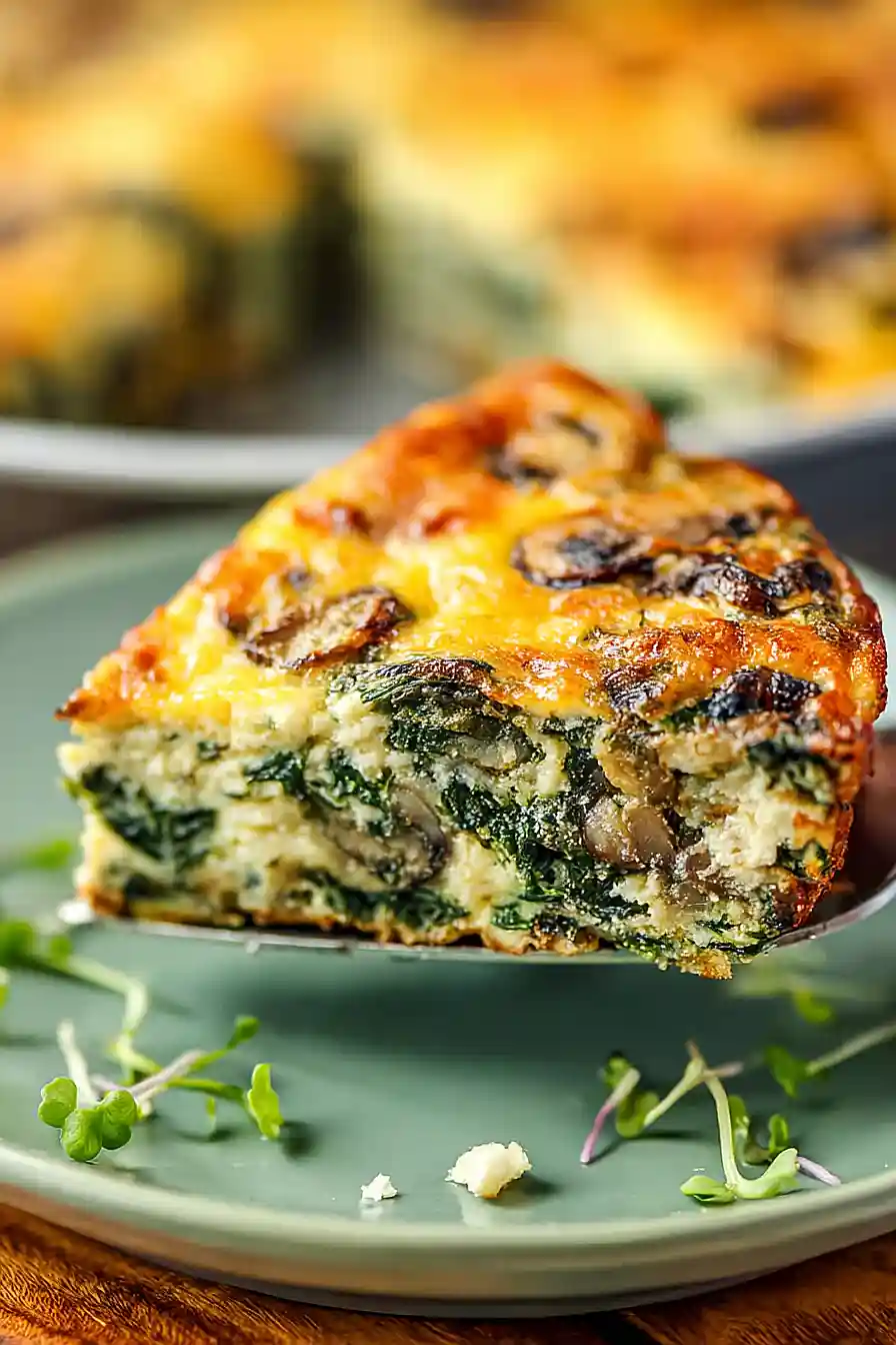 spinach and mushroom crustless quiche