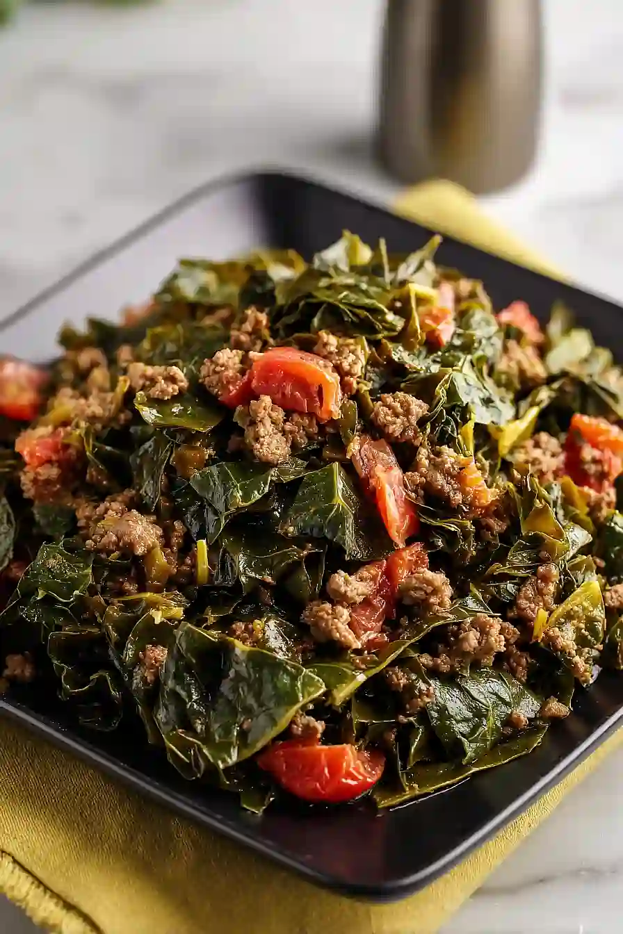collard greens and ground beef