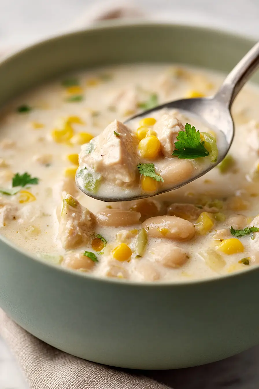 white chicken chili with alfredo sauce