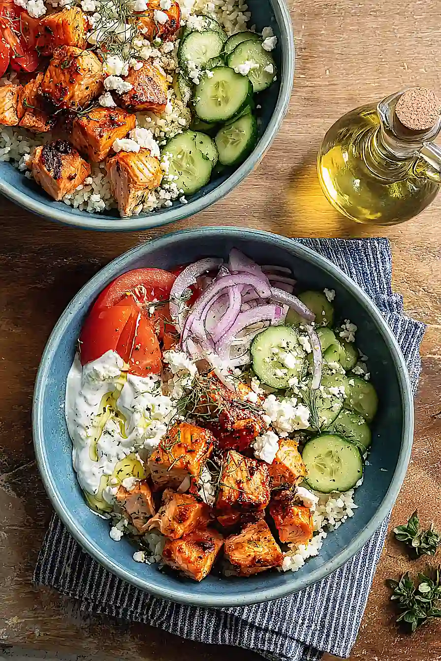 mediterranean salmon bowl