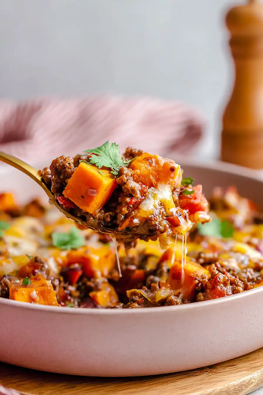 ground beef and sweet potato skillet