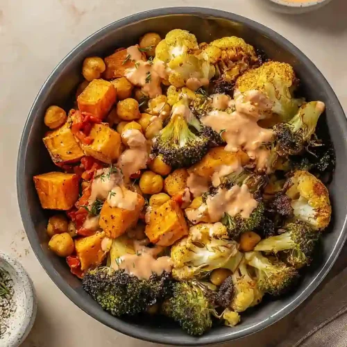 mediterranean roasted vegetables with chickpeas