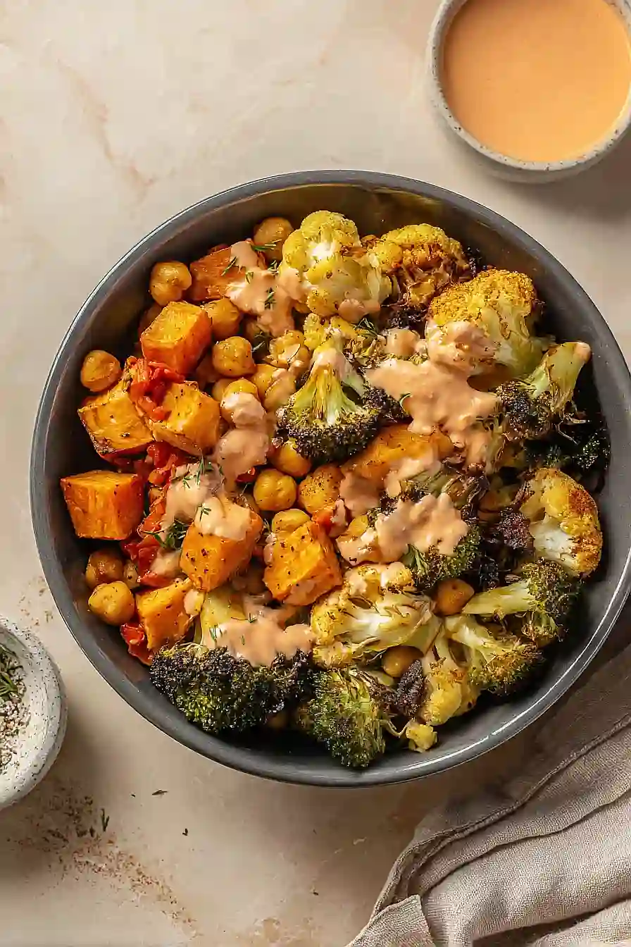 mediterranean roasted vegetables with chickpeas
