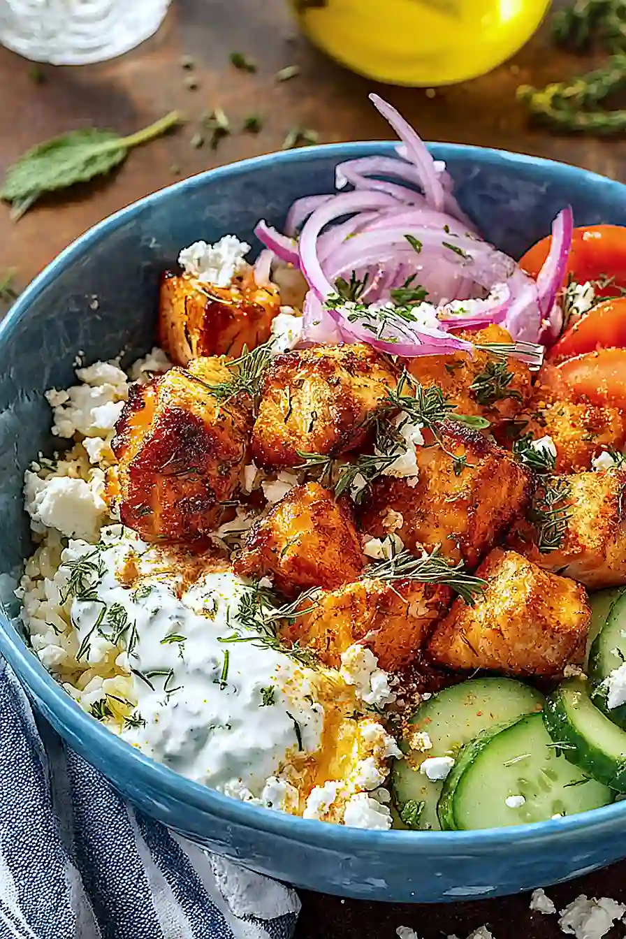 mediterranean salmon bowl