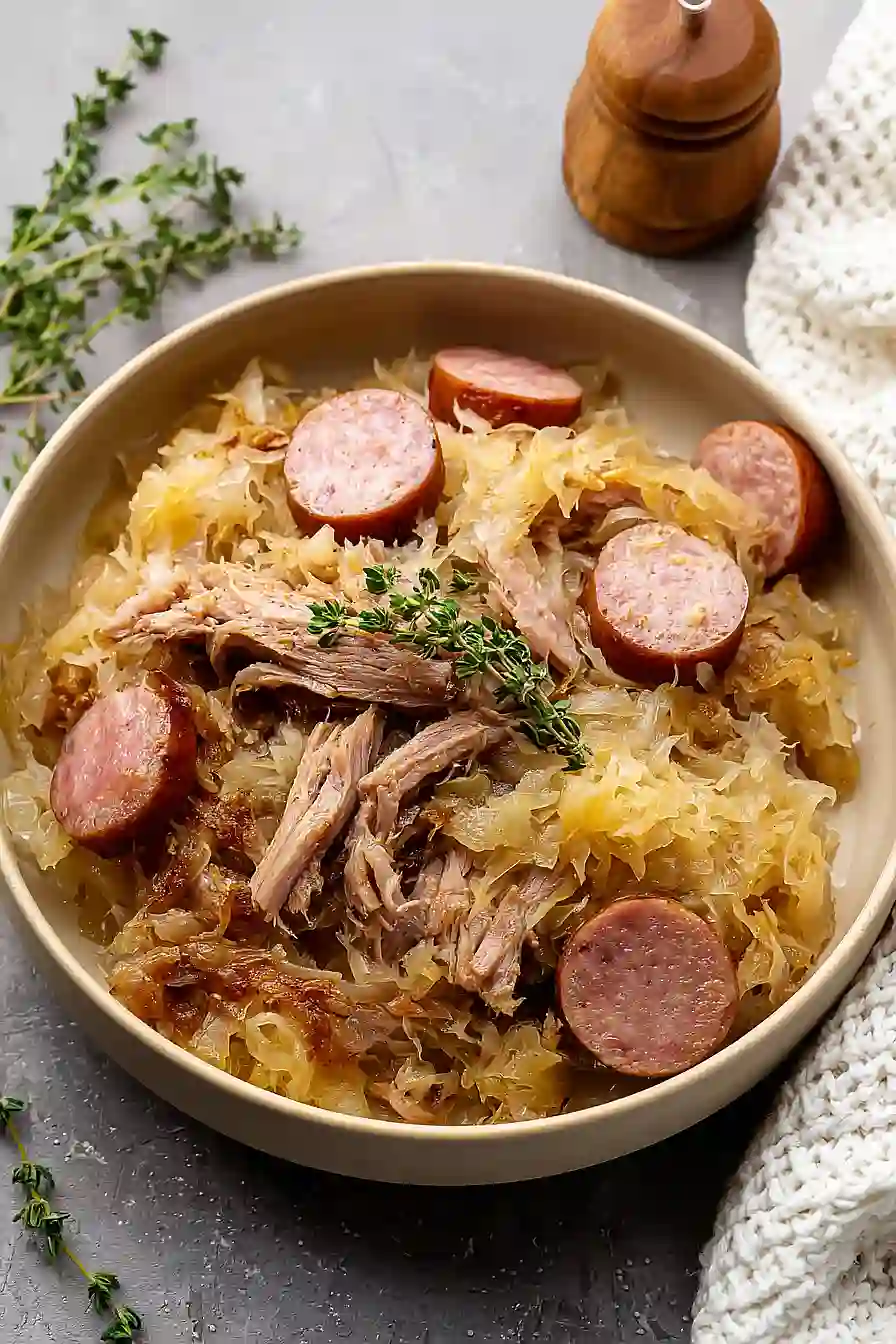 pork roast with sauerkraut and kielbasa