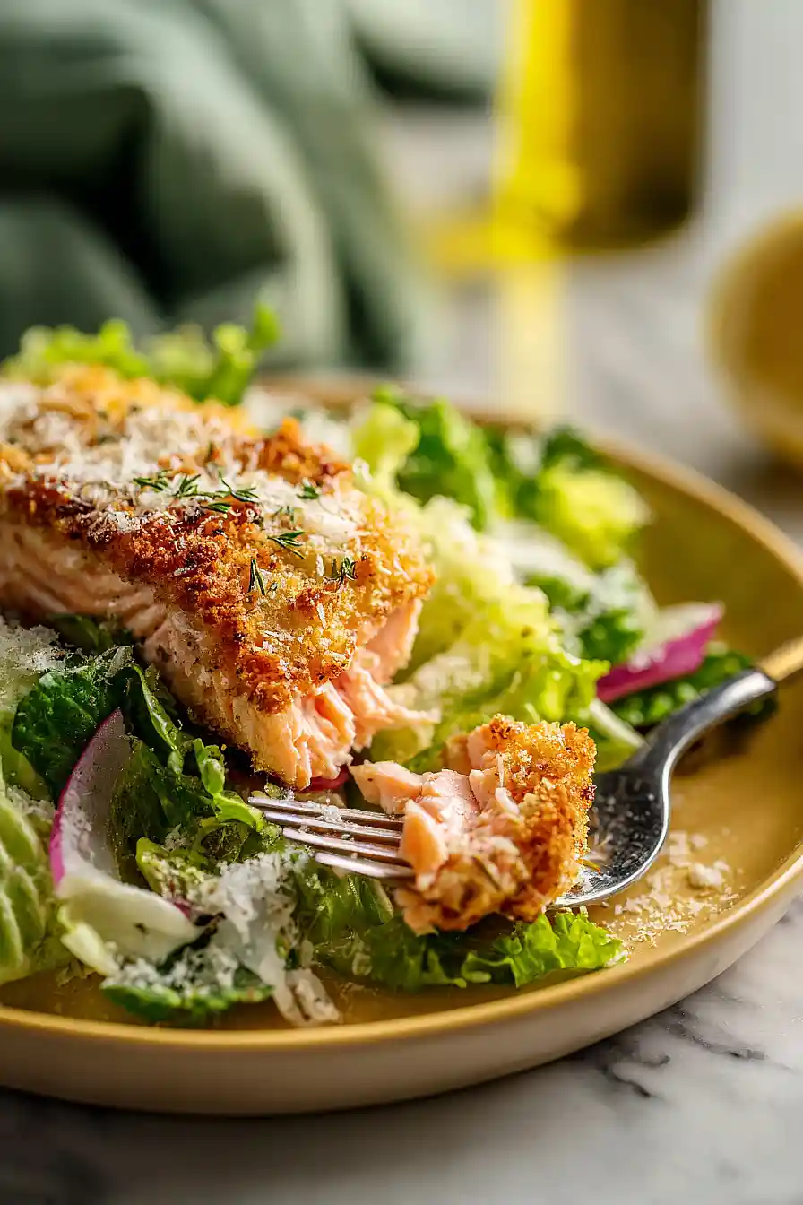 parmesan crusted salmon caesar salad