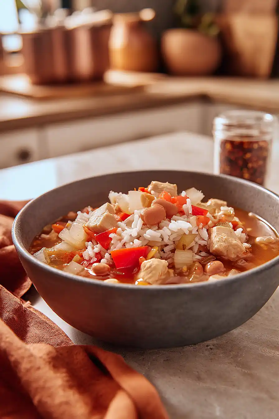 white chicken chili with rice