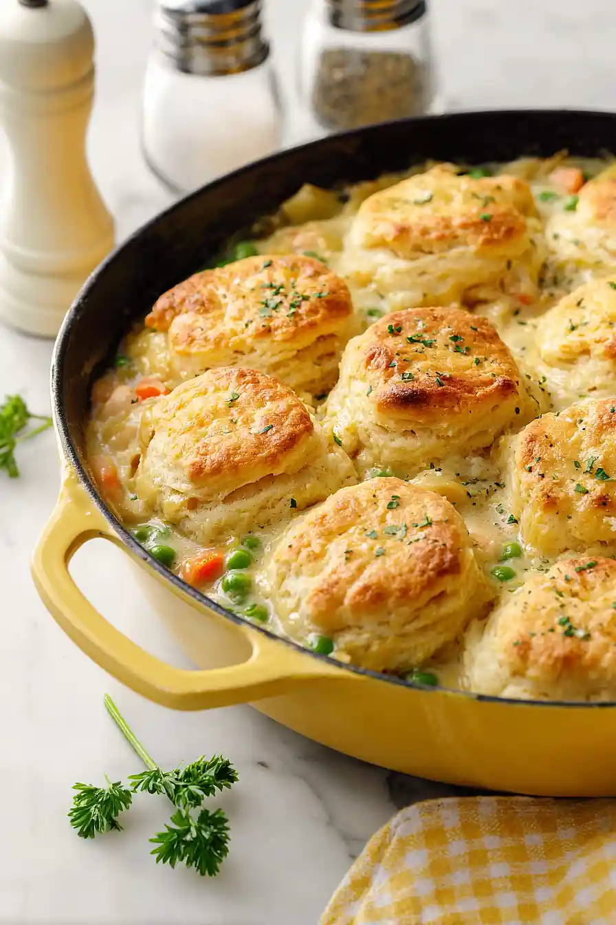 chicken pot pie with biscuits