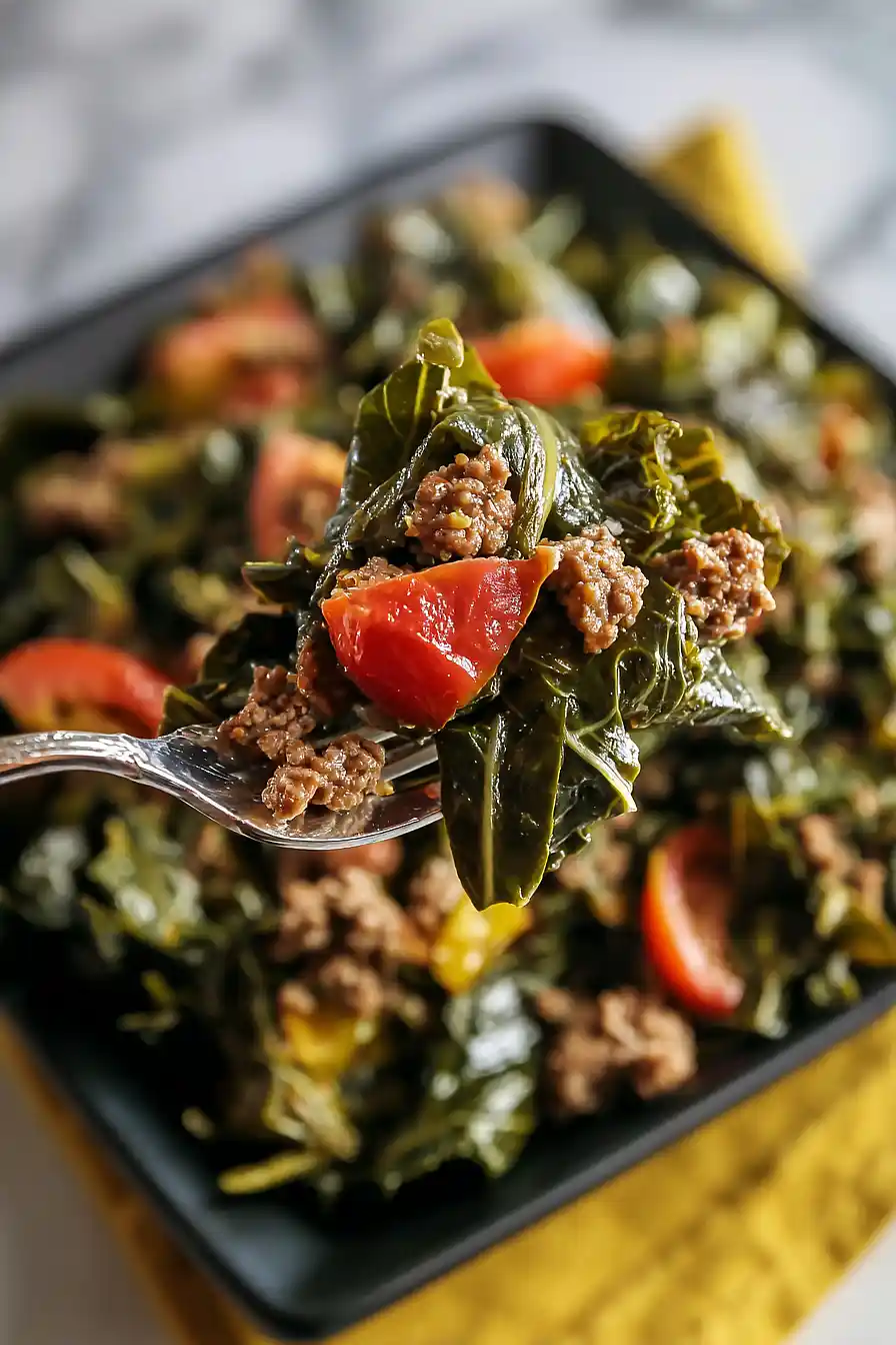 collard greens and ground beef