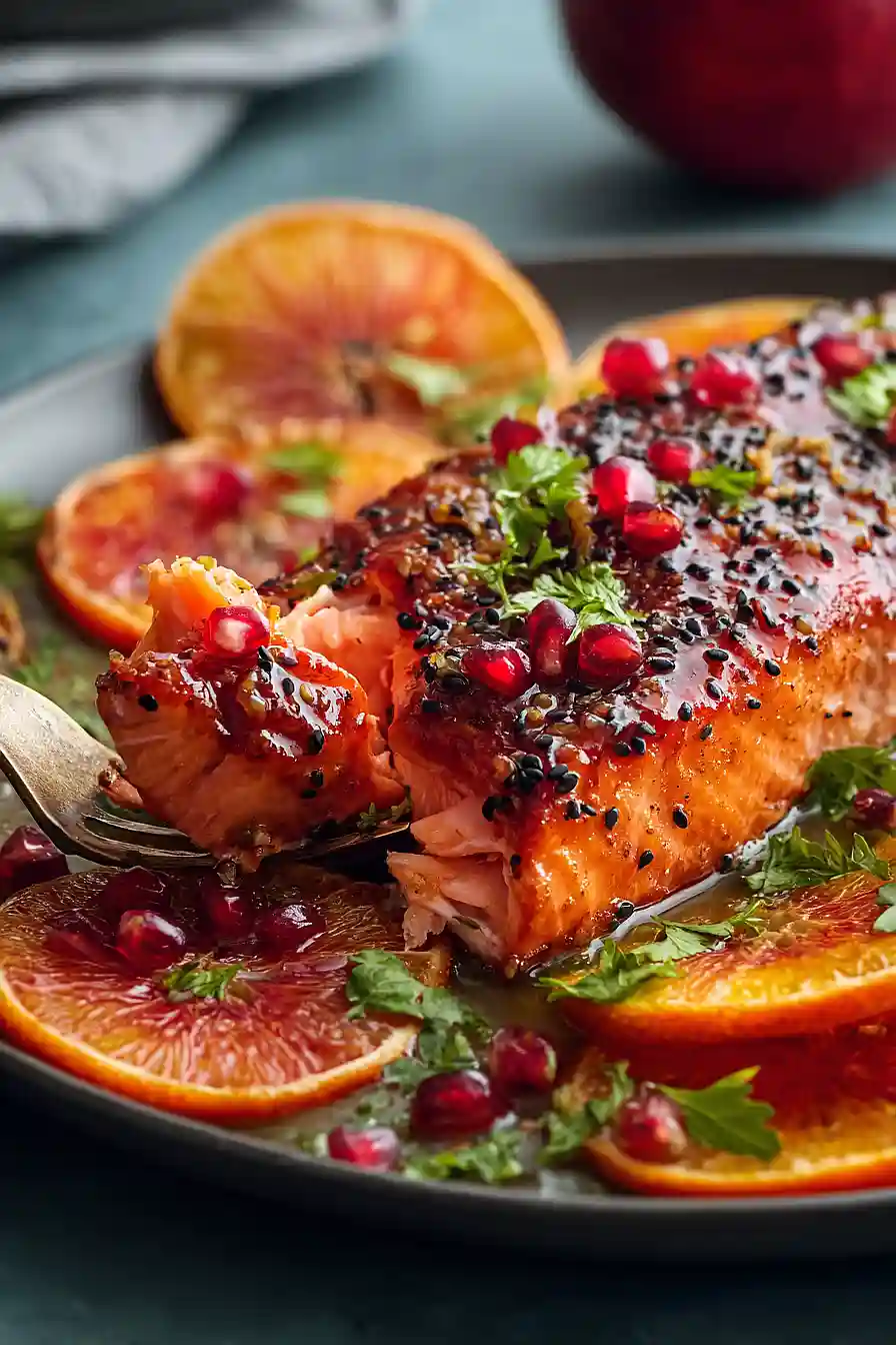 pomegranate orange glazed salmon