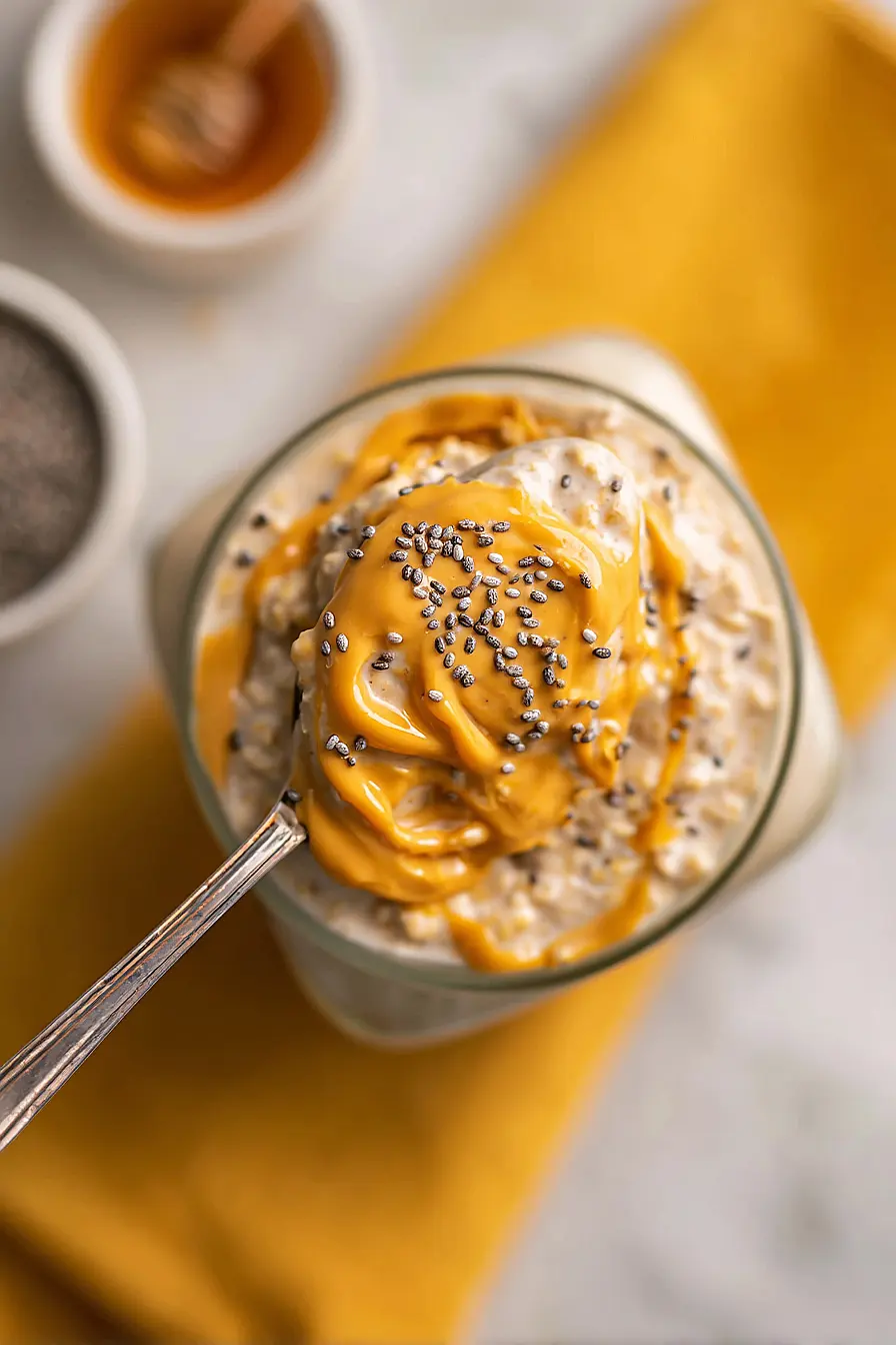 peanut butter overnight oats with chia seeds
