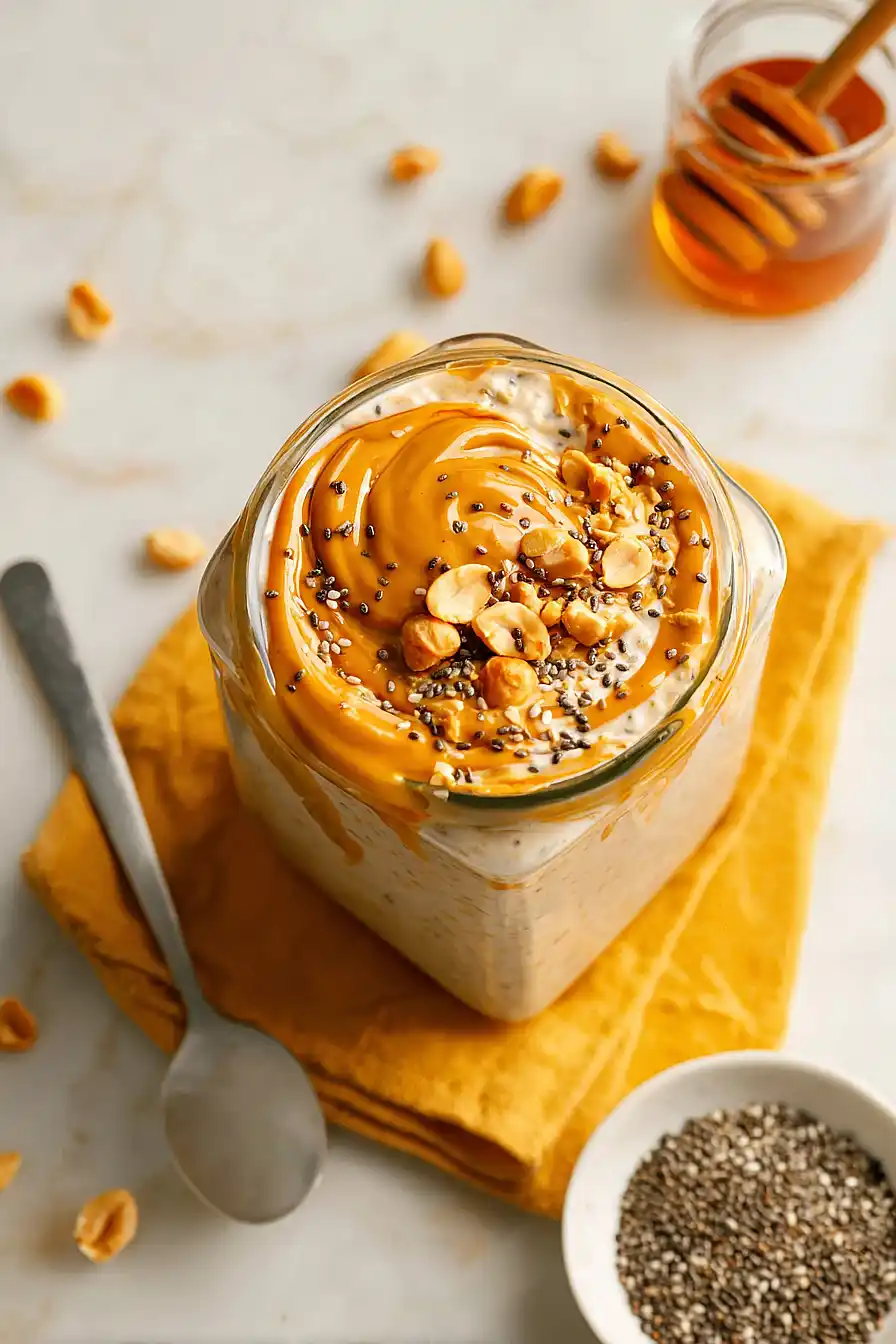 peanut butter overnight oats with chia seeds