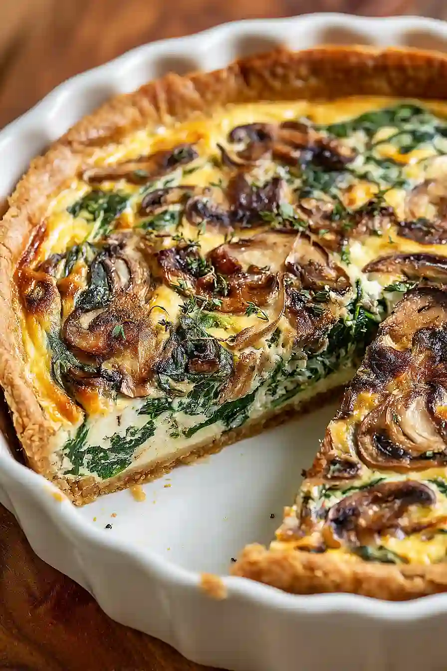 spinach and mushroom quiche