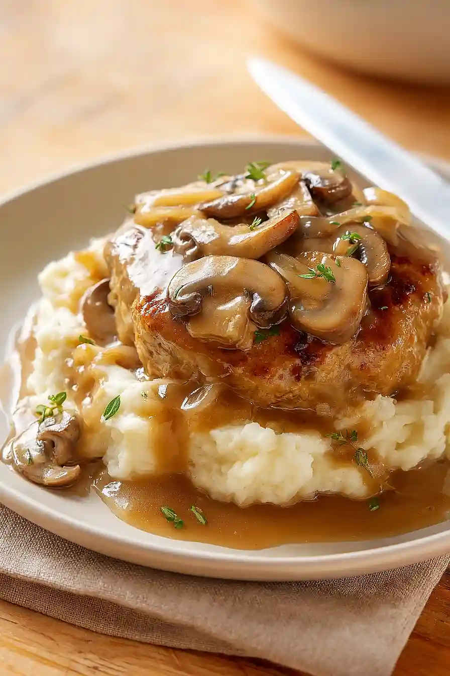 ground turkey patty with gravy