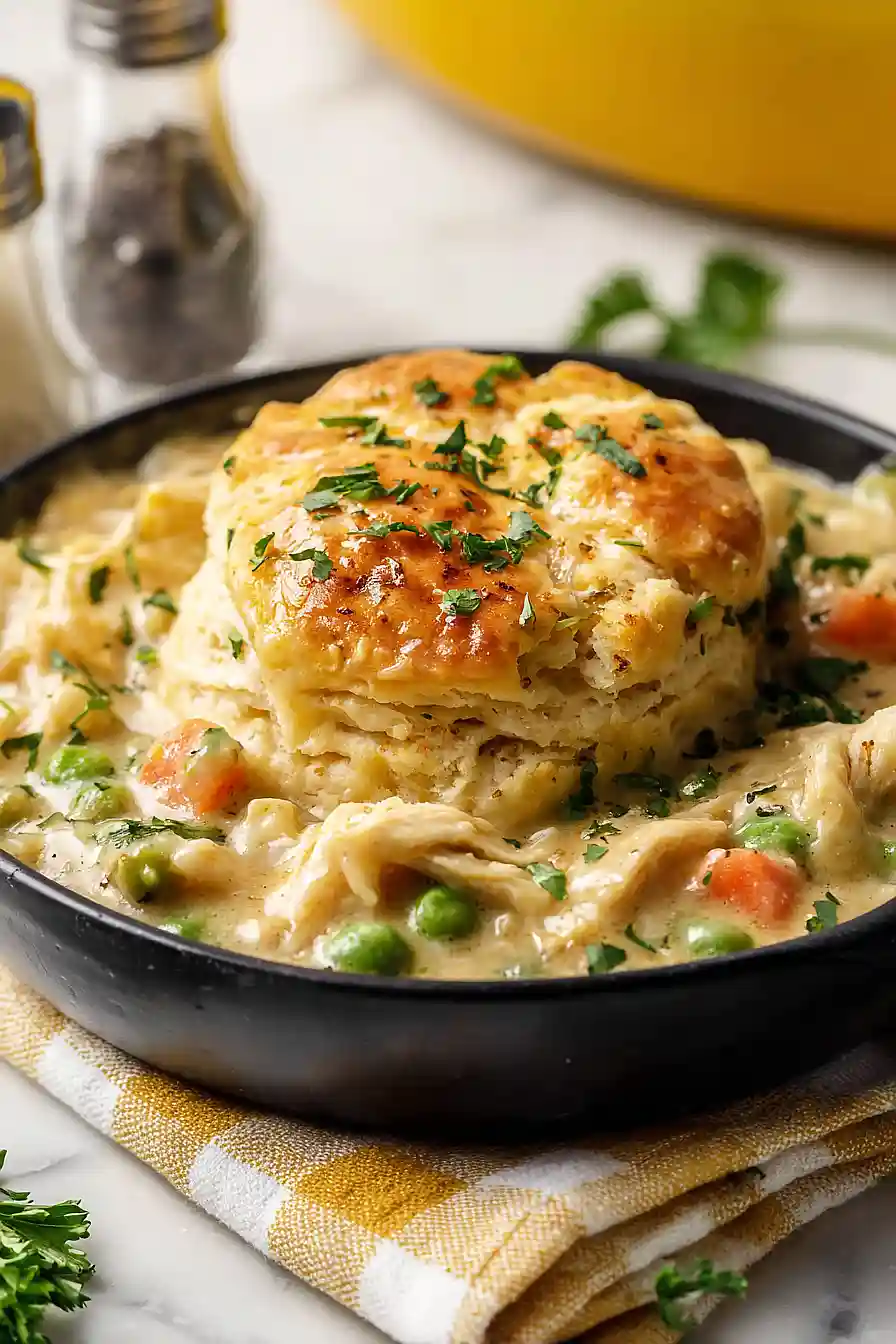 chicken pot pie with biscuits