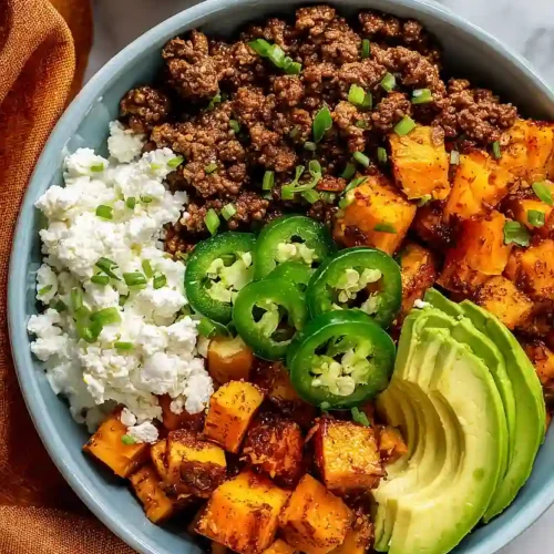 ground beef and sweet potato bowls
