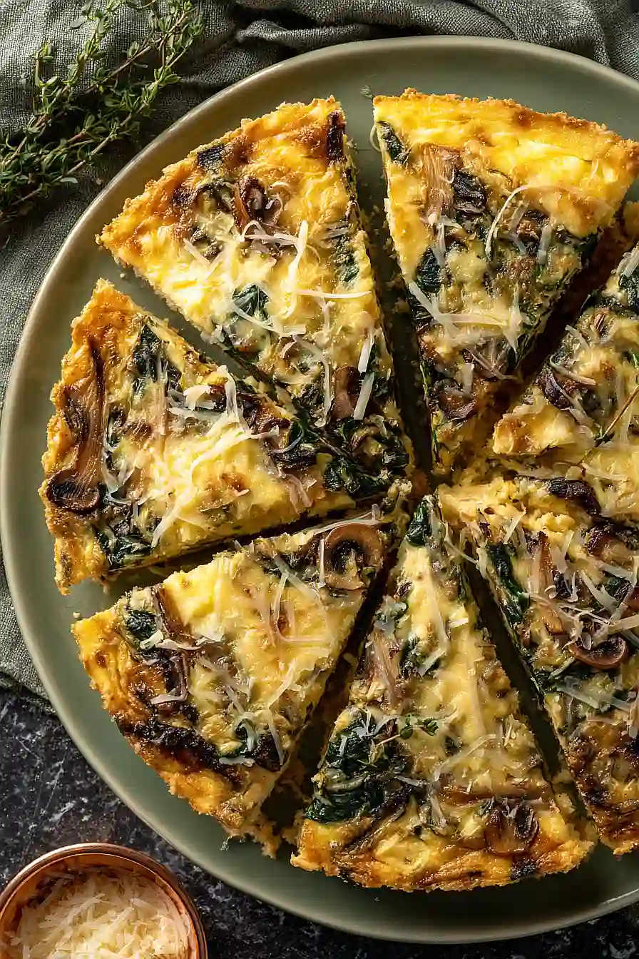 gluten free spinach and mushroom quiche