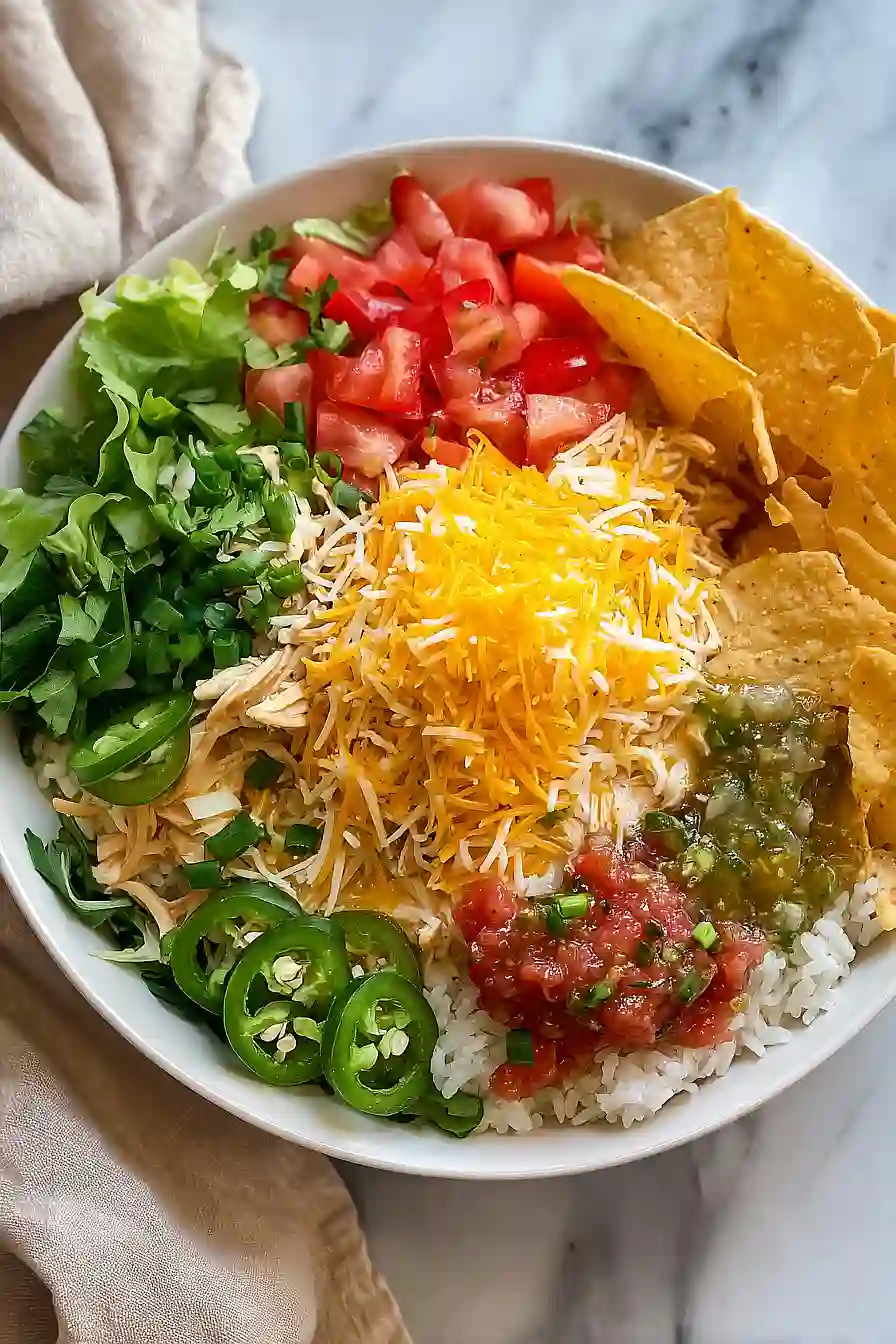 white chicken chili burrito bowls