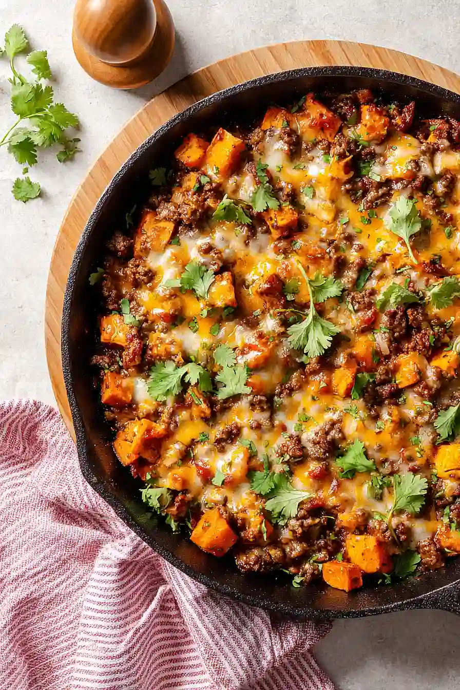 ground beef and sweet potato skillet