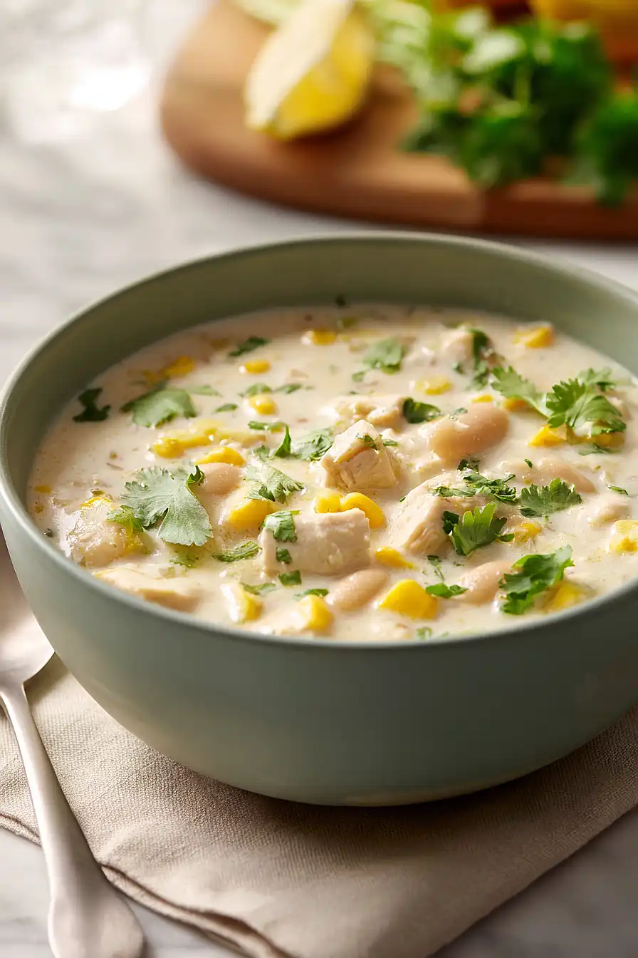 white chicken chili with alfredo sauce