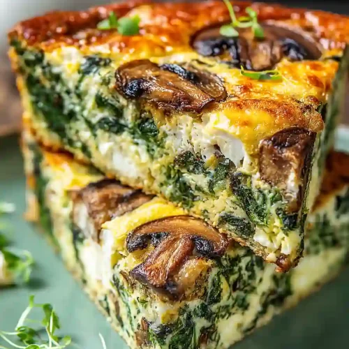 spinach and mushroom crustless quiche