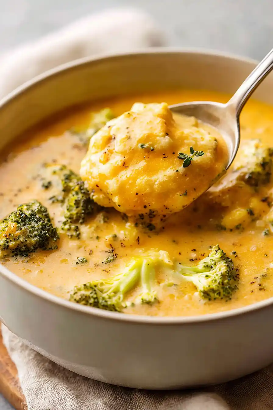 broccoli cheddar soup with dumplings