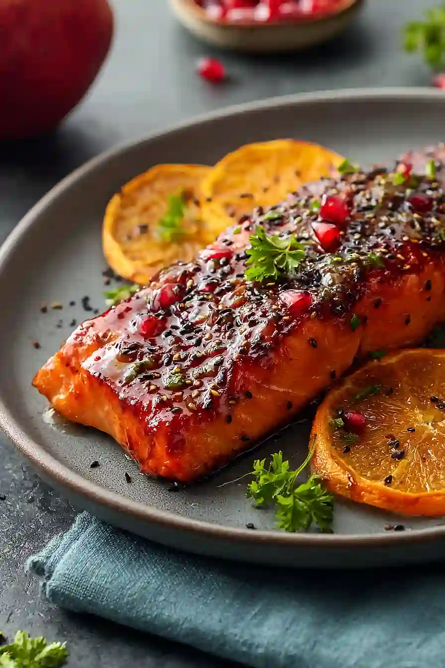 pomegranate orange glazed salmon