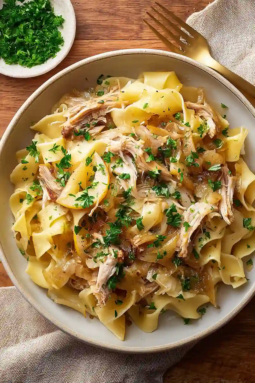 pork, sauerkraut and noodles