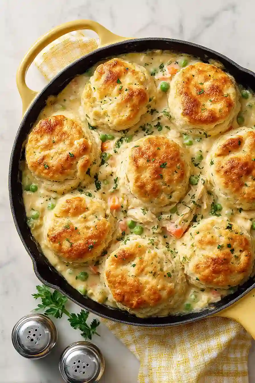 chicken pot pie with biscuits
