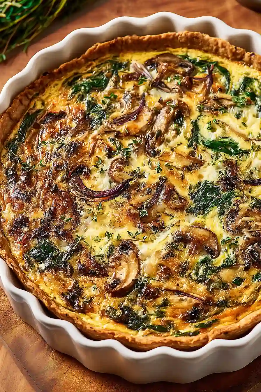 spinach and mushroom quiche