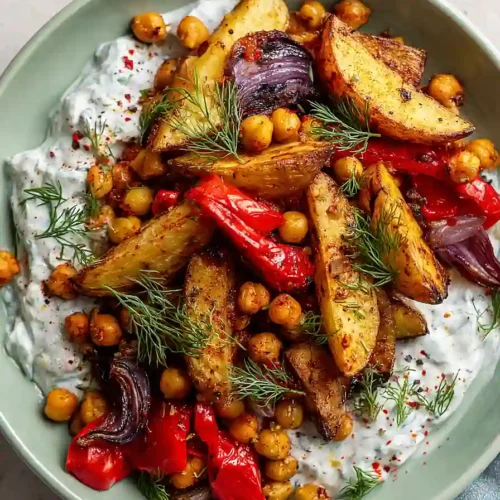 mediterranean roasted vegetables bowl