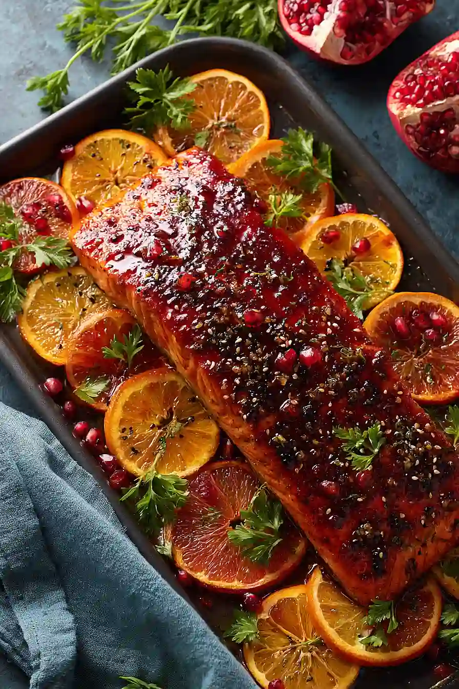 pomegranate orange glazed salmon