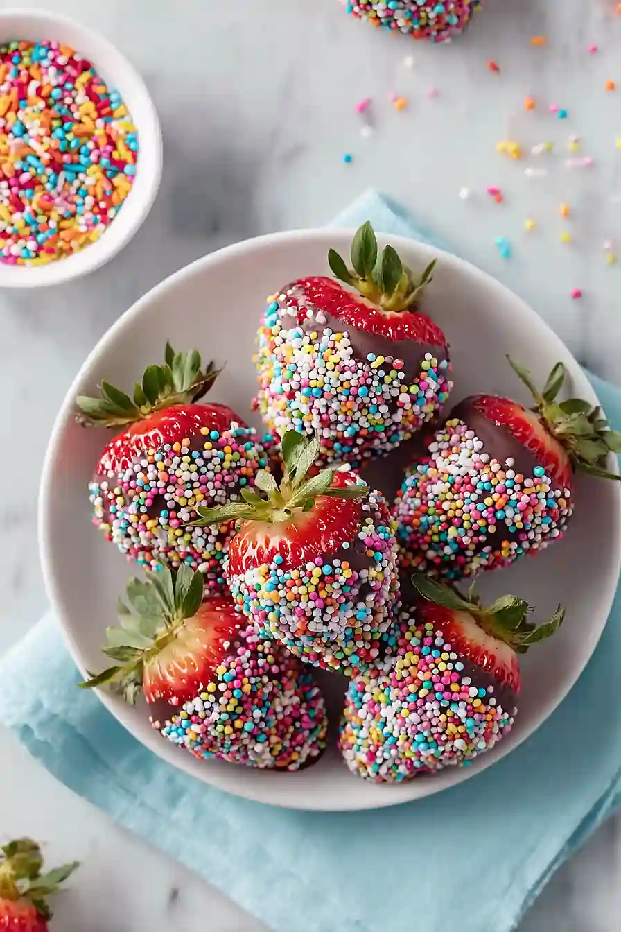 chocolate covered strawberries with sprinkles