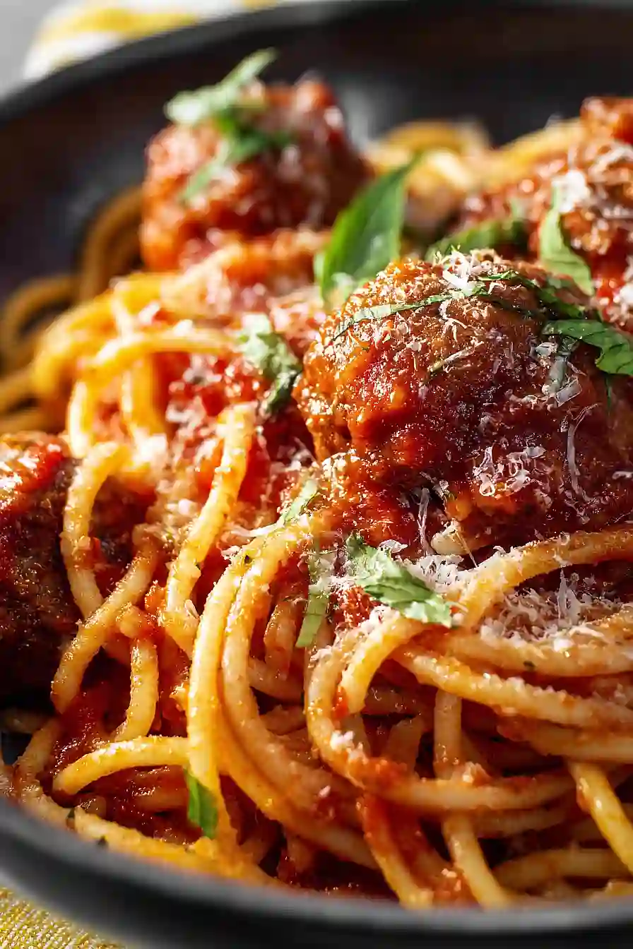 spaghetti bolognese with meatballs