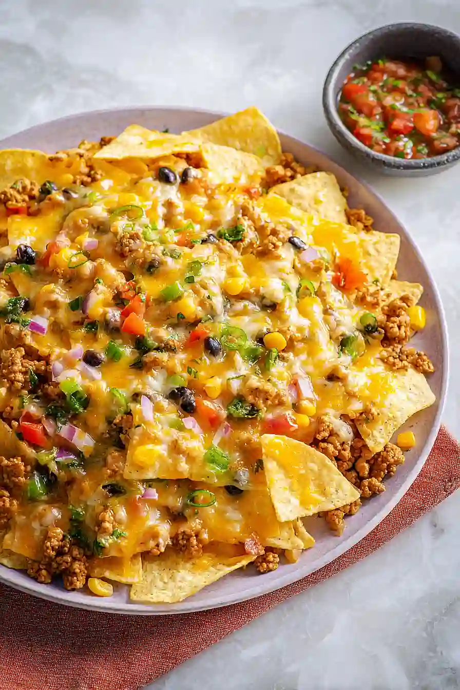 sheet pan nachos with ground turkey