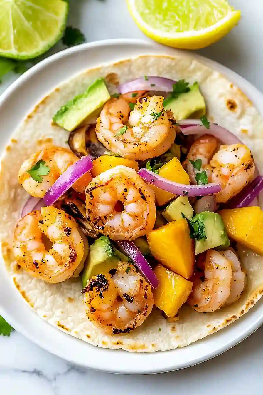grilled shrimp tacos with peach salsa