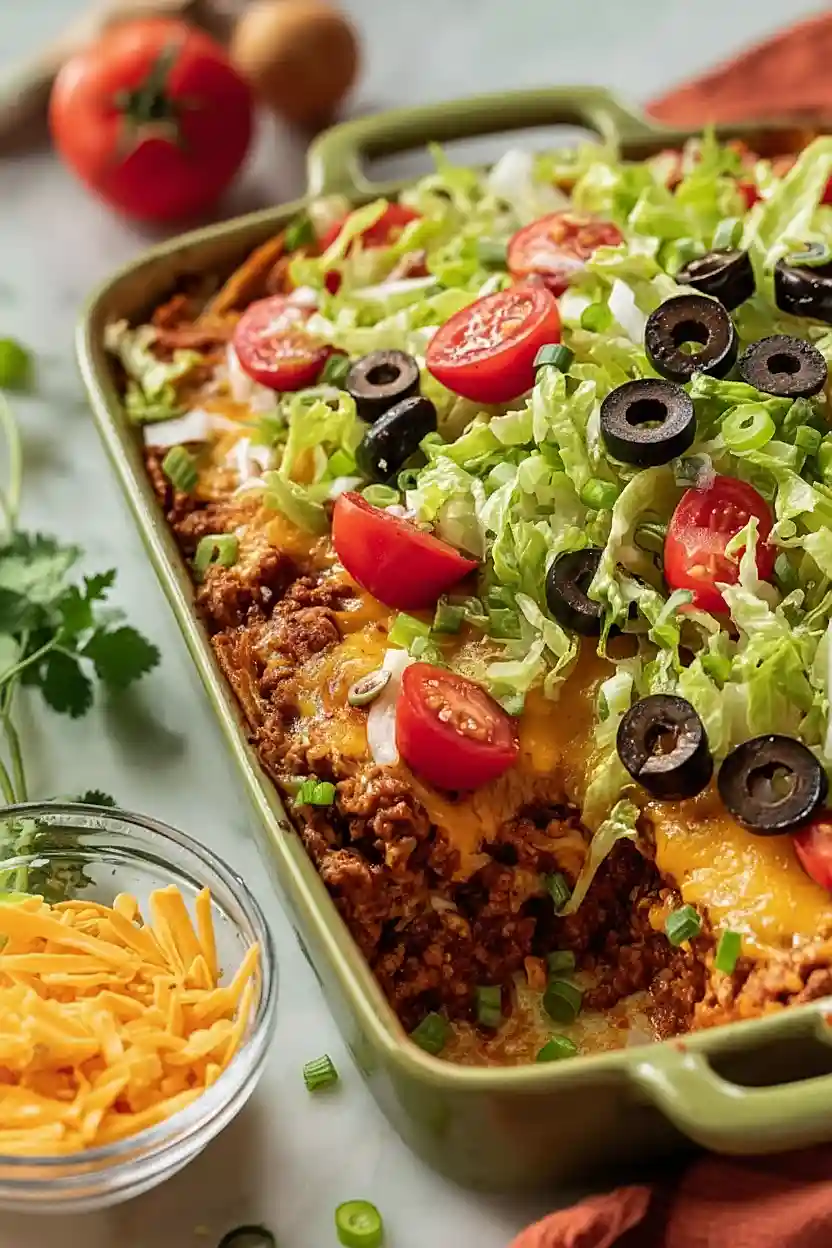 low carb keto ground turkey taco casserole